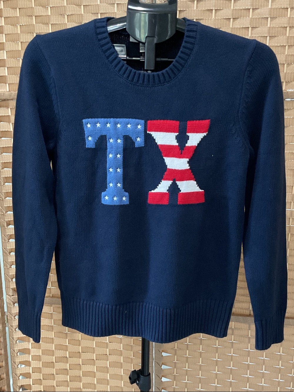 State of Mind Navy Crewneck Sweater with Red, White & Blue Texas Logo